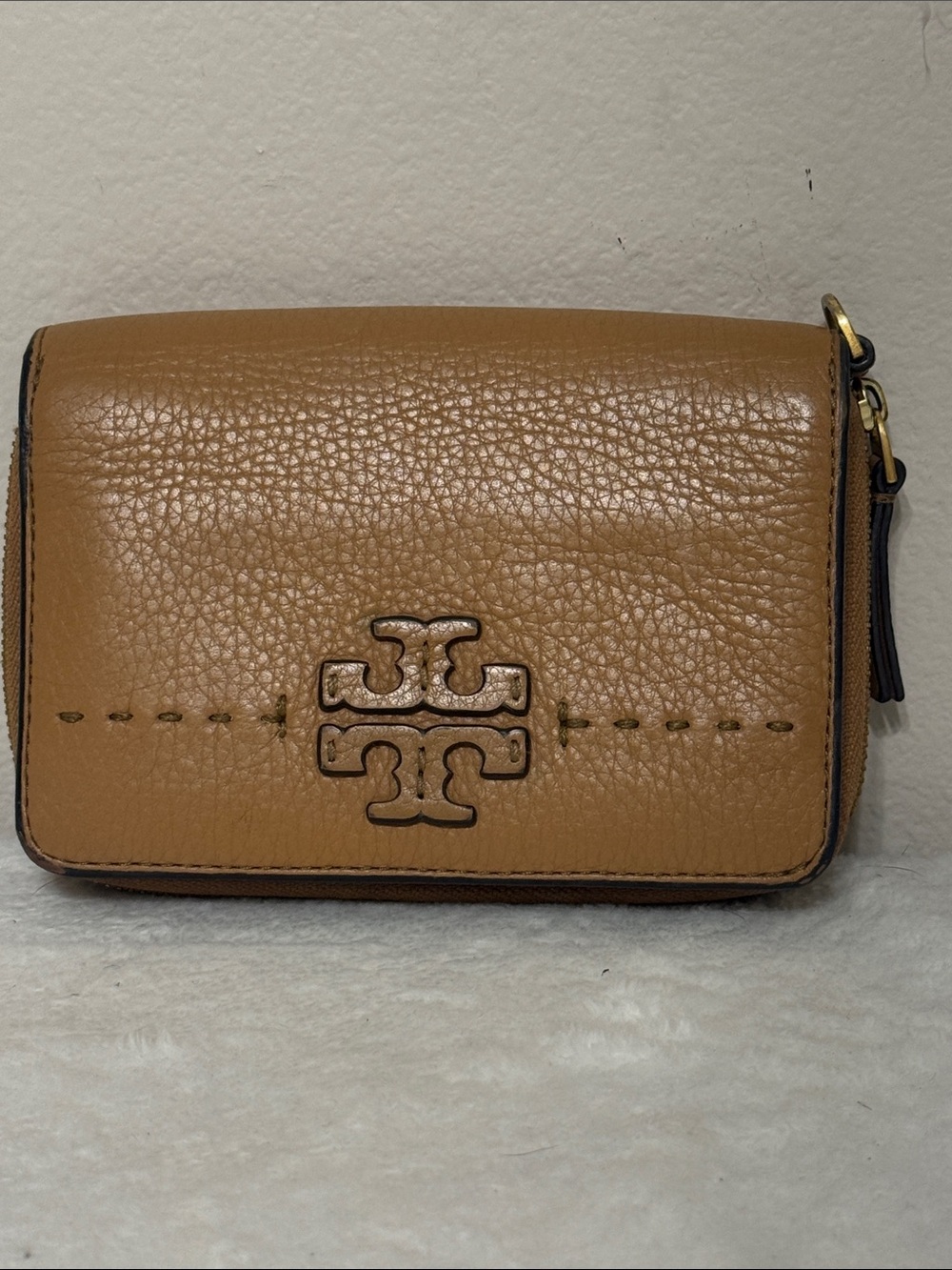 Tory Burch Pebbled Leather Mini Crossbody in Tan